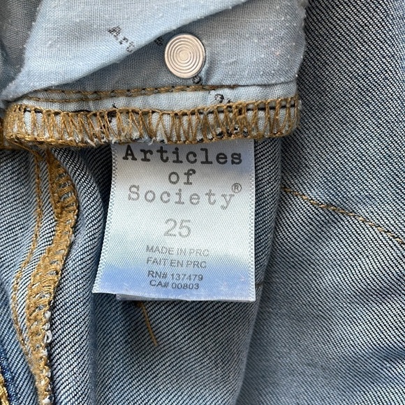 Sz25 Articles of Society Skinny Distressed Raw Hem Denim in Wood Wash VVGUC - Picture 12 of 14